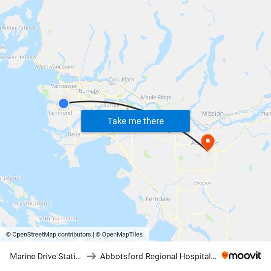 Marine Drive Station @ Bay 1 to Abbotsford Regional Hospital & Cancer Centre map