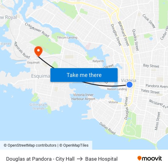 Douglas at Pandora - City Hall to Base Hospital map