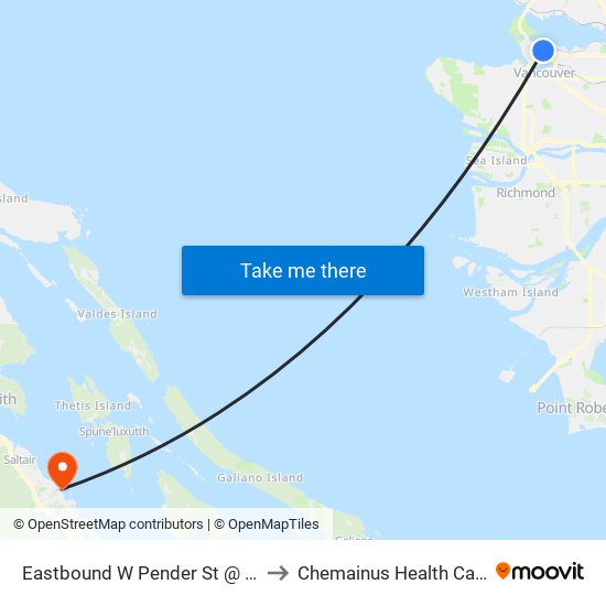 Eastbound W Pender St @ Granville St to Chemainus Health Care Centre map