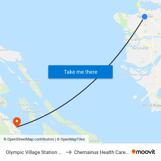 Olympic Village Station @ Bay 1 to Chemainus Health Care Centre map