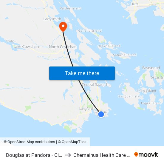 Douglas at Pandora - City Hall to Chemainus Health Care Centre map