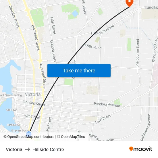 Victoria to Hillside Centre map