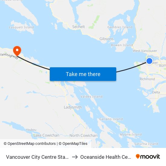 Vancouver City Centre Station to Oceanside Health Centre map