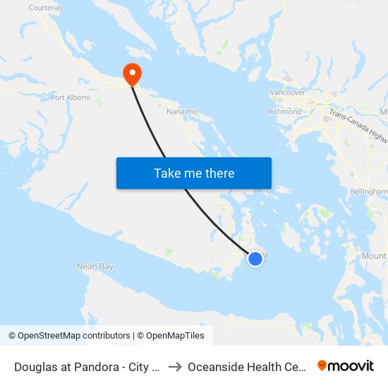 Douglas at Pandora - City Hall to Oceanside Health Centre map