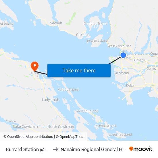 Burrard Station @ Bay 1 to Nanaimo Regional General Hospital map