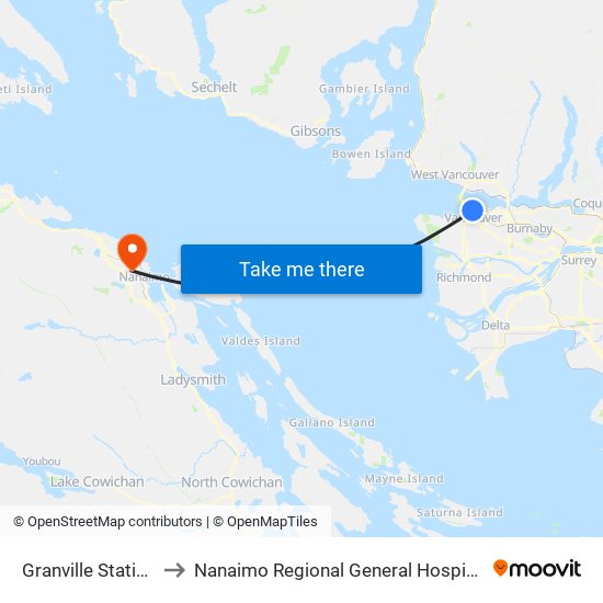 Granville Station to Nanaimo Regional General Hospital map