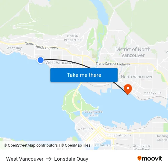 West Vancouver to Lonsdale Quay map