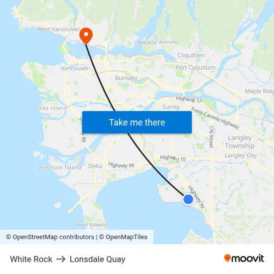 White Rock to Lonsdale Quay map