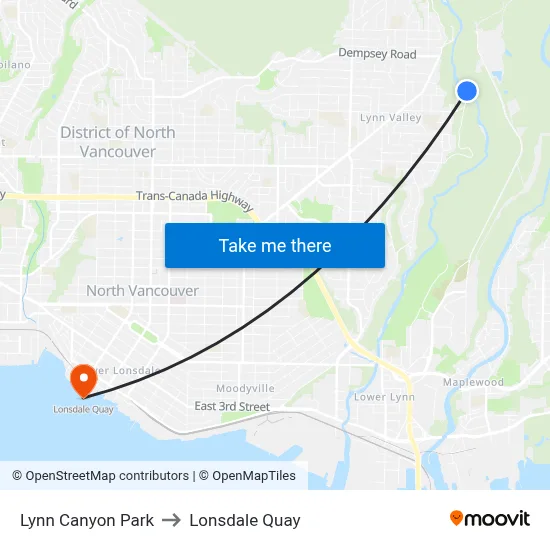 Lynn Canyon Park to Lonsdale Quay map