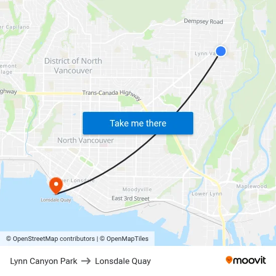 Lynn Canyon Park to Lonsdale Quay map