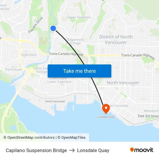Capilano Suspension Bridge to Lonsdale Quay map