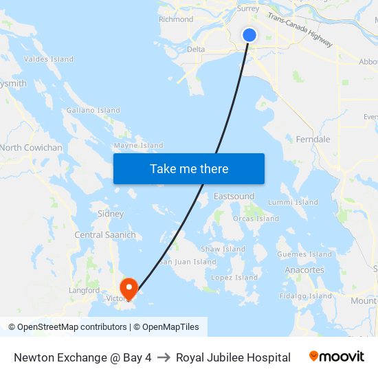 Newton Exchange @ Bay 4 to Royal Jubilee Hospital map