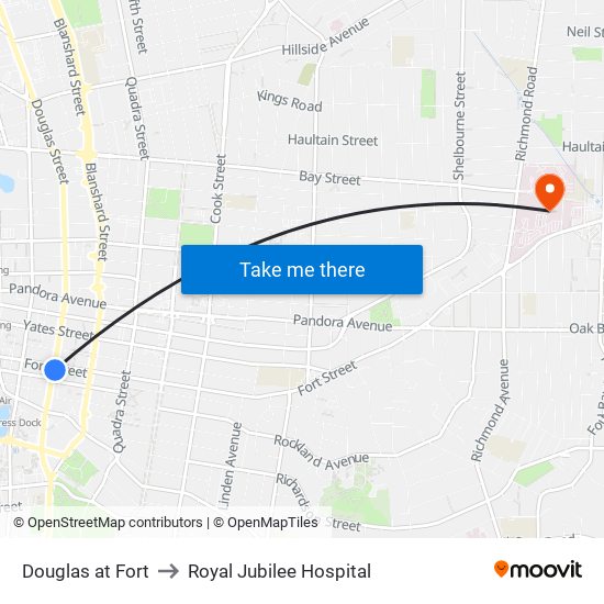 Douglas at Fort to Royal Jubilee Hospital map