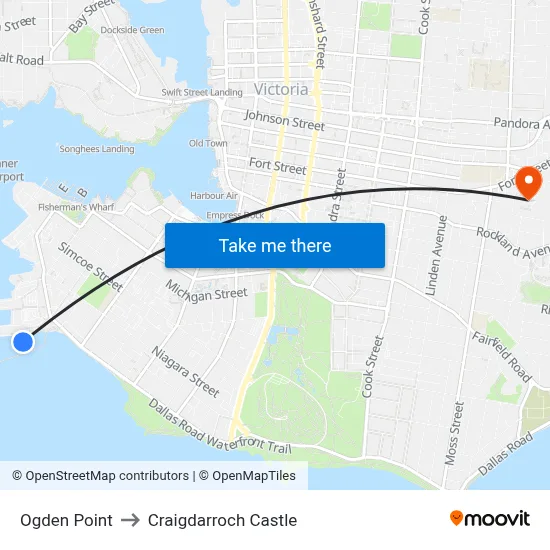 Ogden Point to Craigdarroch Castle map