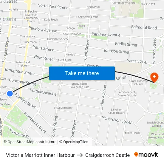 Victoria Marriott Inner Harbour to Craigdarroch Castle map