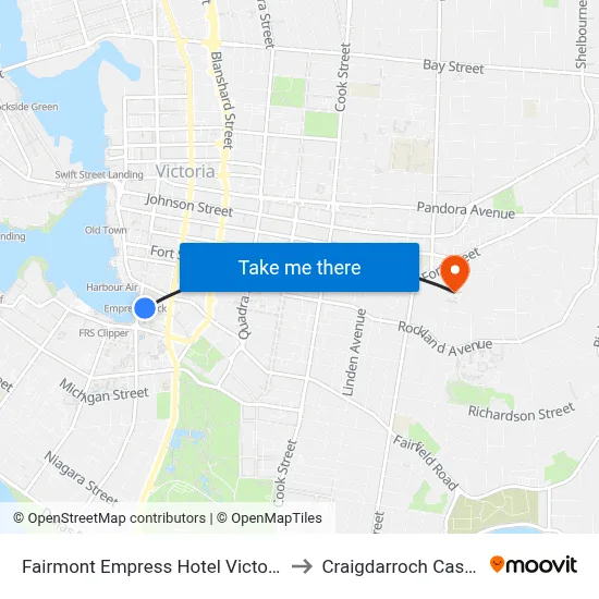 Fairmont Empress Hotel Victoria to Craigdarroch Castle map