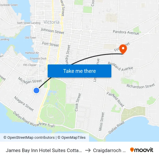 James Bay Inn Hotel Suites Cottage Victoria to Craigdarroch Castle map