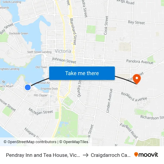 Pendray Inn and Tea House, Victoria to Craigdarroch Castle map