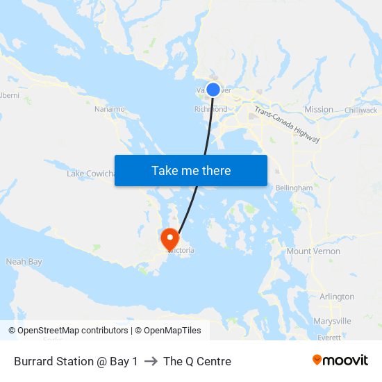 Burrard Station @ Bay 1 to The Q Centre map