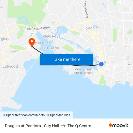 Douglas at Pandora - City Hall to The Q Centre map