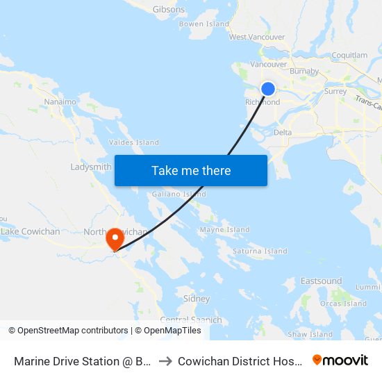 Marine Drive Station @ Bay 1 to Cowichan District Hospital map