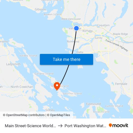 Main Street-Science World Station @ Bay 1 to Port Washington Water Aerodrome map