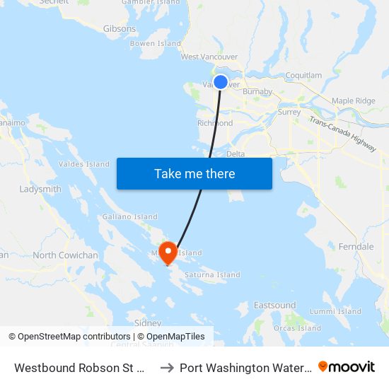 Westbound Robson St @ Hamilton St to Port Washington Water Aerodrome map