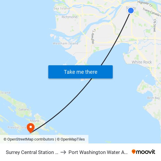 Surrey Central Station @ Bay 8 to Port Washington Water Aerodrome map