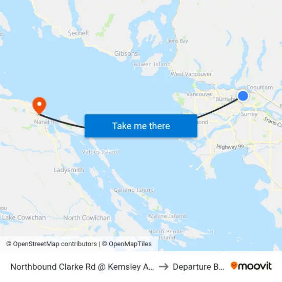 Northbound Clarke Rd @ Kemsley Ave to Departure Bay map