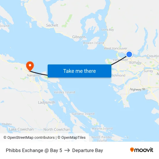 Phibbs Exchange @ Bay 5 to Departure Bay map