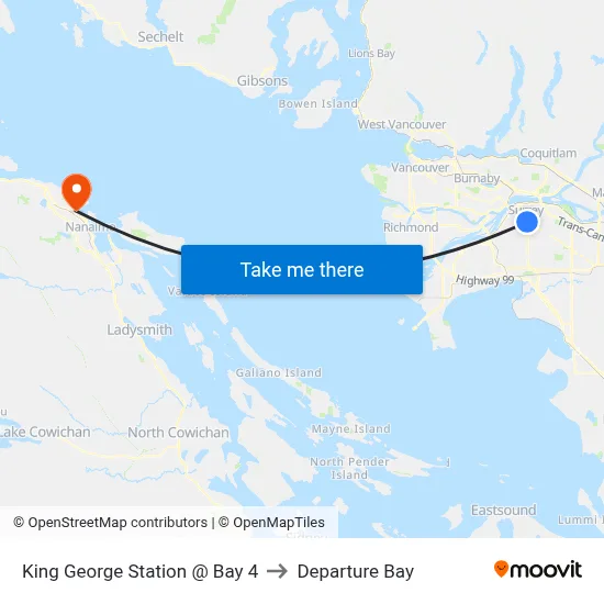 King George Station @ Bay 4 to Departure Bay map