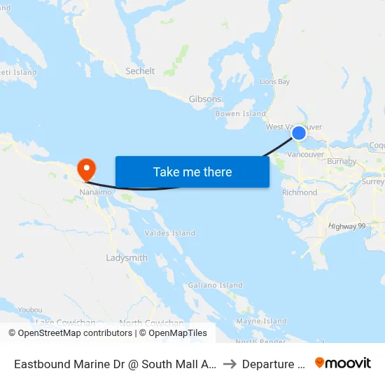 Eastbound Marine Dr @ South Mall Access to Departure Bay map