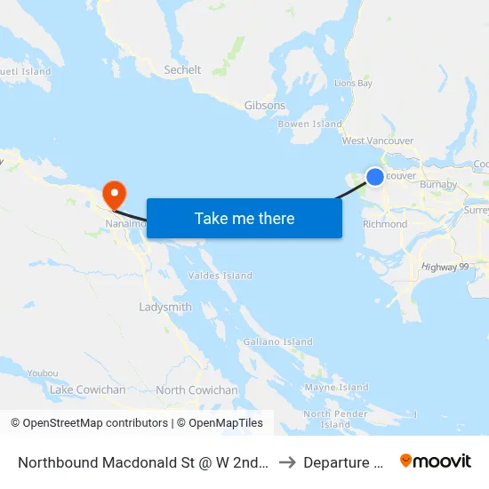 Northbound Macdonald St @ W 2nd Ave to Departure Bay map