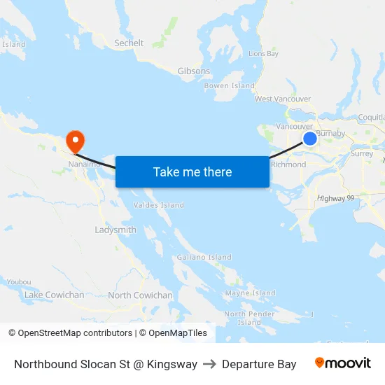 Northbound Slocan St @ Kingsway to Departure Bay map