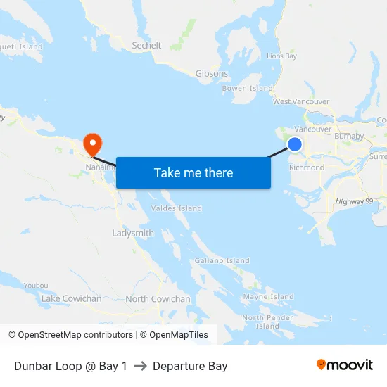 Dunbar Loop @ Bay 1 to Departure Bay map