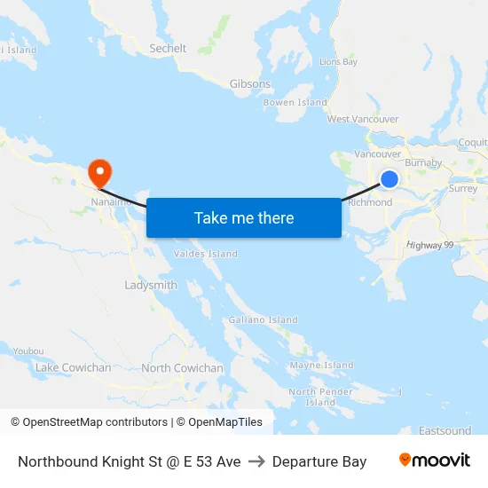 Northbound Knight St @ E 53 Ave to Departure Bay map