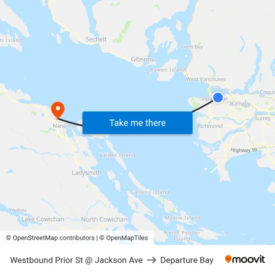 Westbound Prior St @ Jackson Ave to Departure Bay map