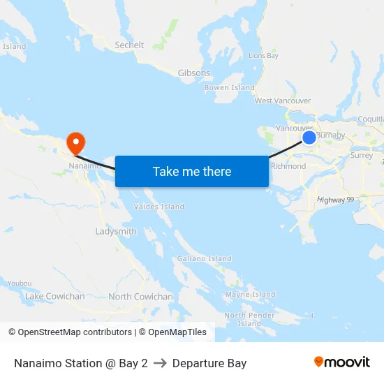 Nanaimo Station @ Bay 2 to Departure Bay map
