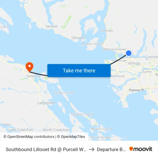 Southbound Lillooet Rd @ Purcell Way to Departure Bay map