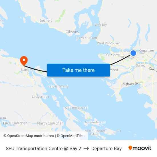 SFU Transportation Centre @ Bay 2 to Departure Bay map