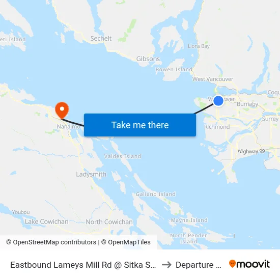 Eastbound Lameys Mill Rd @ Sitka Square to Departure Bay map