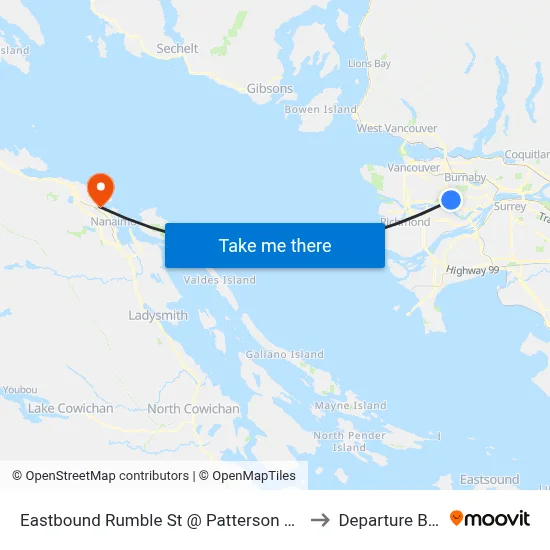 Eastbound Rumble St @ Patterson Ave to Departure Bay map