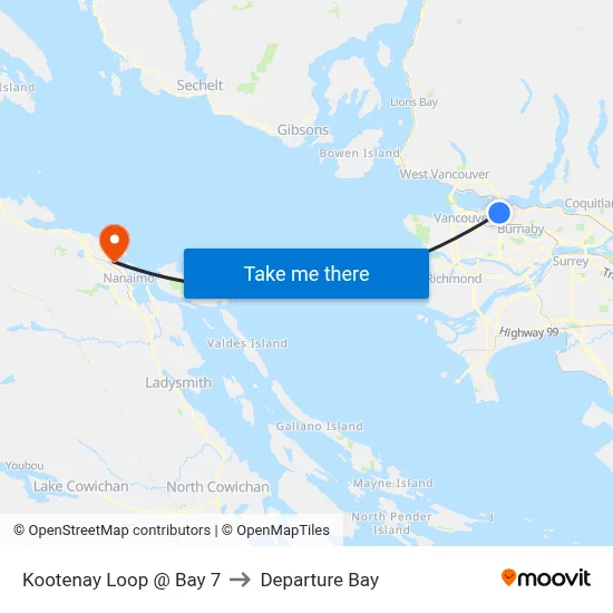 Kootenay Loop @ Bay 7 to Departure Bay map
