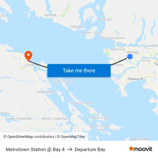 Metrotown Station @ Bay 4 to Departure Bay map