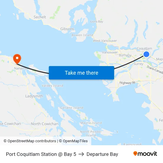 Port Coquitlam Station @ Bay 5 to Departure Bay map