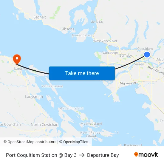 Port Coquitlam Station @ Bay 3 to Departure Bay map