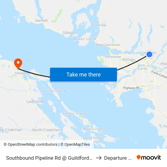 Southbound Pipeline Rd @ Guildford Way to Departure Bay map
