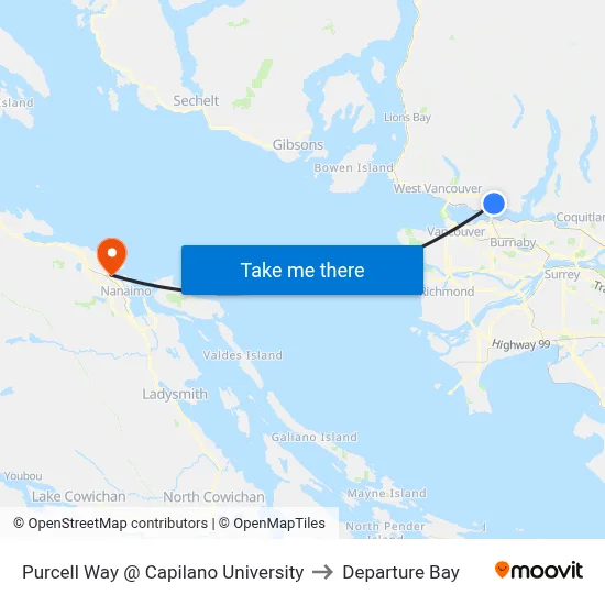 Purcell Way @ Capilano University to Departure Bay map