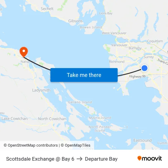 Scottsdale Exchange @ Bay 6 to Departure Bay map