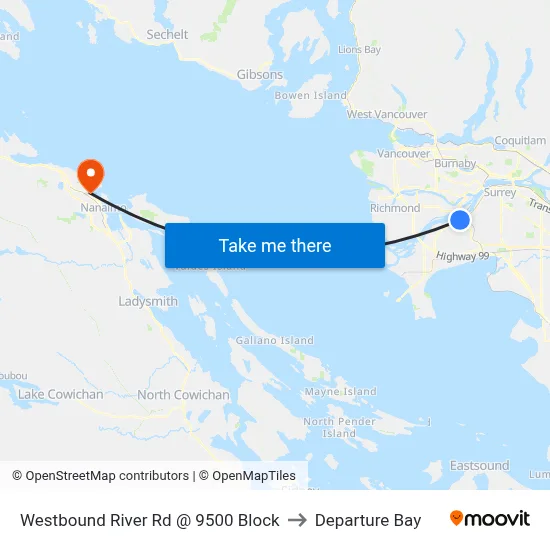 Westbound River Rd @ 9500 Block to Departure Bay map